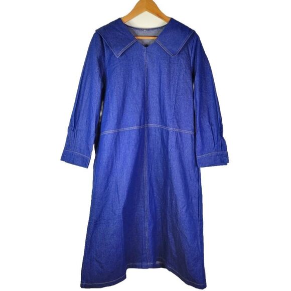 Vintage Heavyweight Deep Blue Denim Dress - Picture 1 of 16
